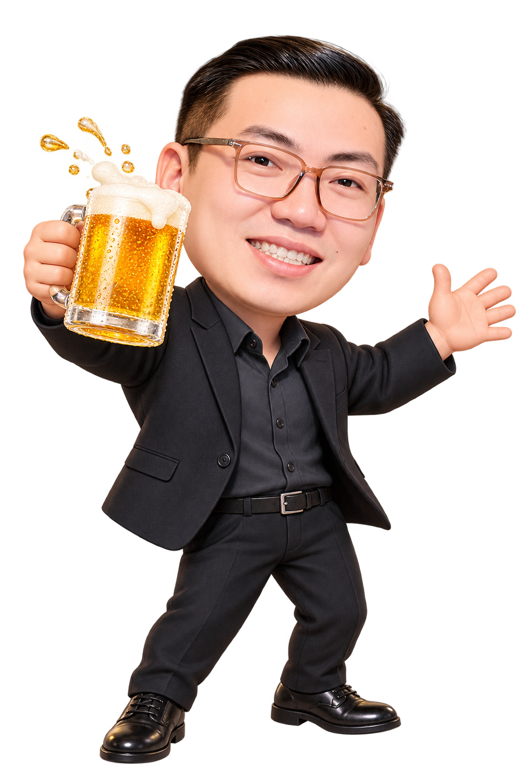 Điệp phiên bản chibi tươi cười nâng cốc bia